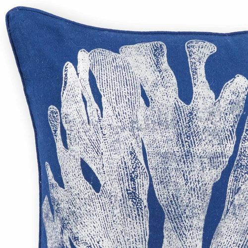 Square Tropical Blue and Silver Coral Accent Pillow